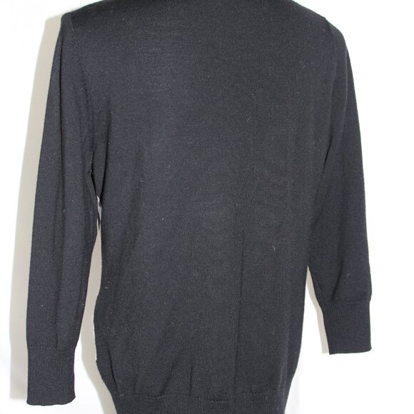 TALBOTS Women's V-Neck Large Black Argyle Preppy Academic Merino Wool Sweater - Picture 6 of 9